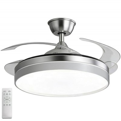 Ανεμιστήρας Οροφής LED CCT 3800lm 32W Με 4 Πτερύγια Remote Control Σατινέ